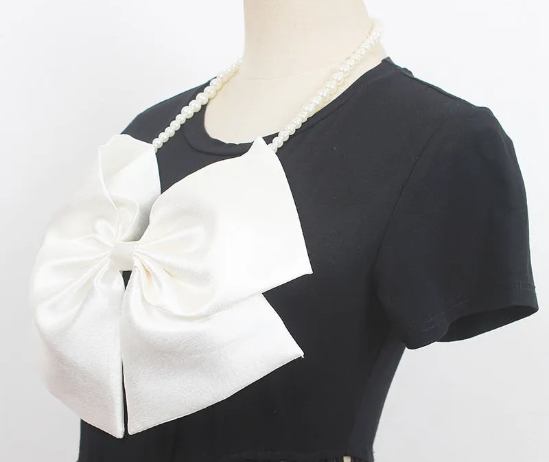 Fashion Ladies Design Sense Big Bow Sweater Brooch Necklace Clothes Decoration with Pin Headwear Oversized Hairpin