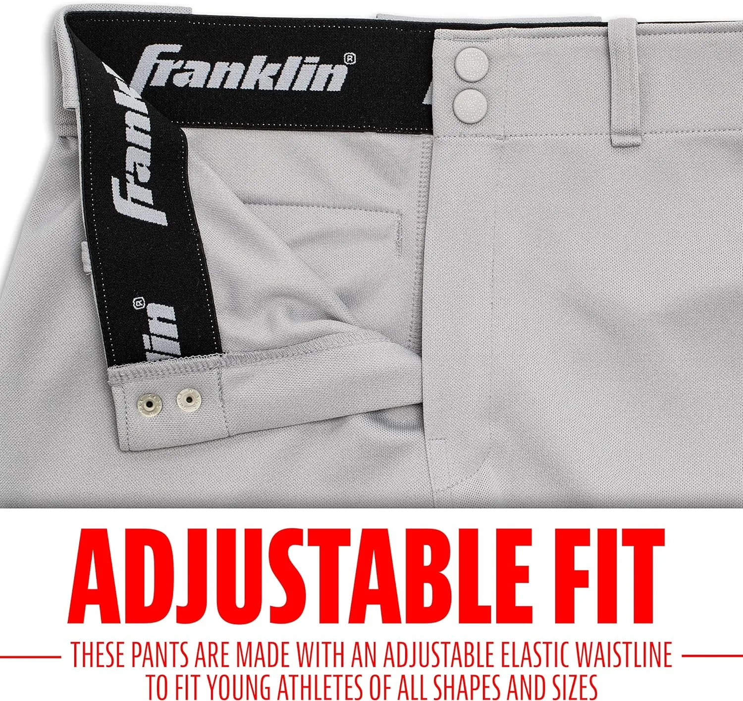 Franklin Sports Youth Baseball   Softball Pants - Knee High   Relaxed Fit Kids Baseball Pants - White, Black   Grey Pants