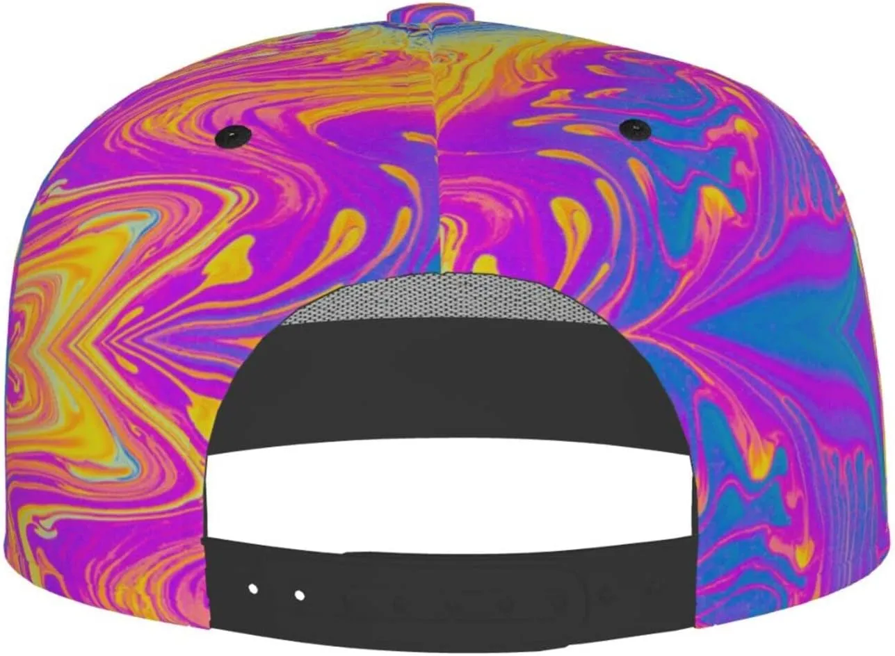 Funny Trippy Baseball Cap Men Women Rainbow Tie Dye Adjustable Snapback Flat Bill Hip Hop Hat