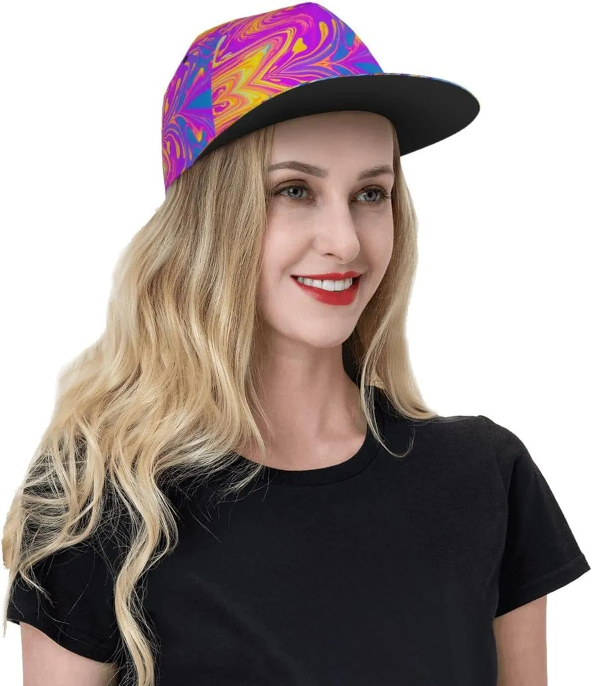 Funny Trippy Baseball Cap Men Women Rainbow Tie Dye Adjustable Snapback Flat Bill Hip Hop Hat