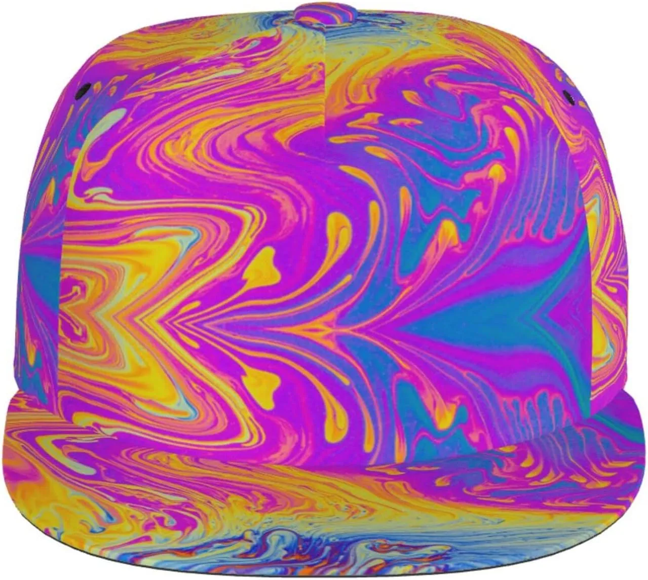 Funny Trippy Baseball Cap Men Women Rainbow Tie Dye Adjustable Snapback Flat Bill Hip Hop Hat