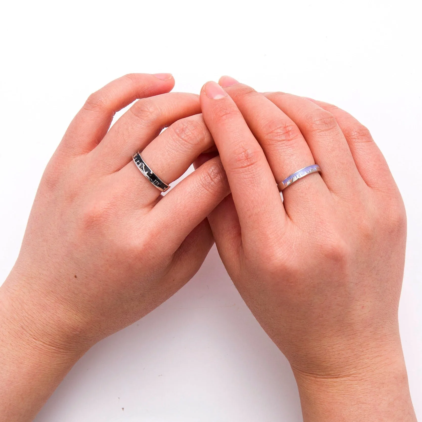 Galaxy City Silver Couple Rings