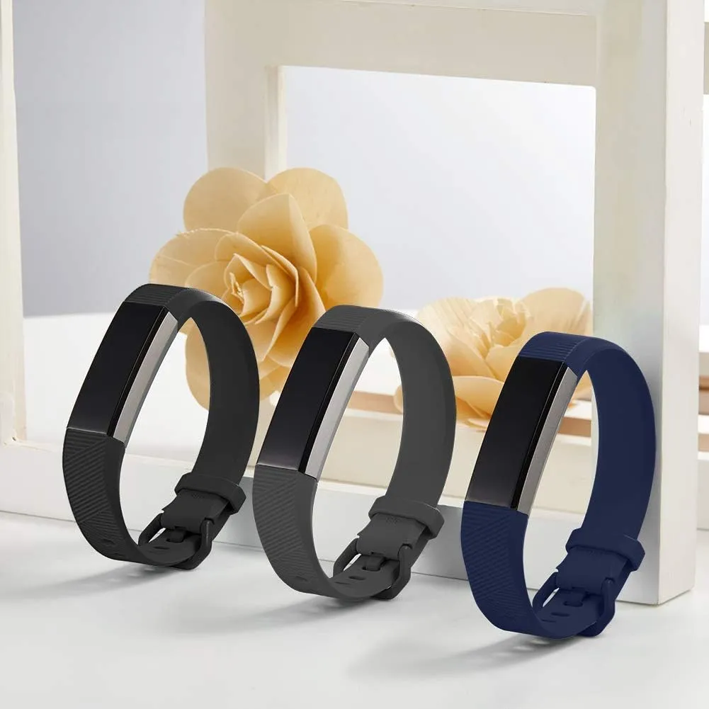 GEAK Bands Compatible with Fitbit Alta & Alta HR, 3 Pack Soft Silicone Wristbands with Secure Metal Buckle for Men & Women, Small & Large