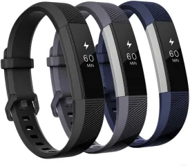 GEAK Bands Compatible with Fitbit Alta & Alta HR, 3 Pack Soft Silicone Wristbands with Secure Metal Buckle for Men & Women, Small & Large