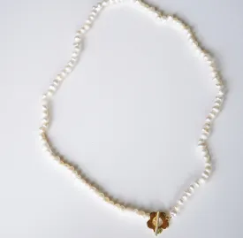 Golden Little Flower Freshwater Pearl Short Necklace