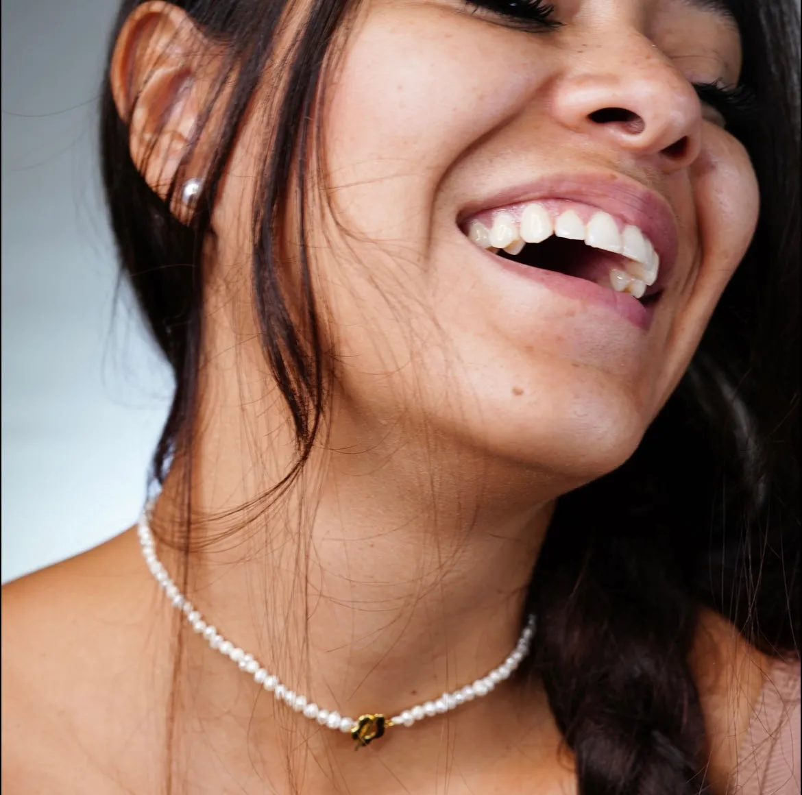 Golden Little Flower Freshwater Pearl Short Necklace