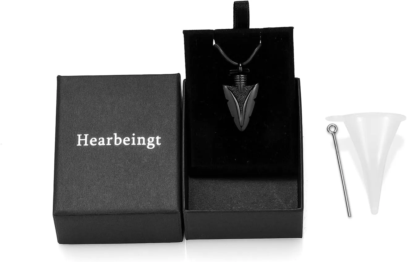 Hearbeingt Urn Necklace for Men Arrowhead Cremation Jewelry for Ashes Memorial Lockets Keepsakes Pendant for Women Men Memory Gift