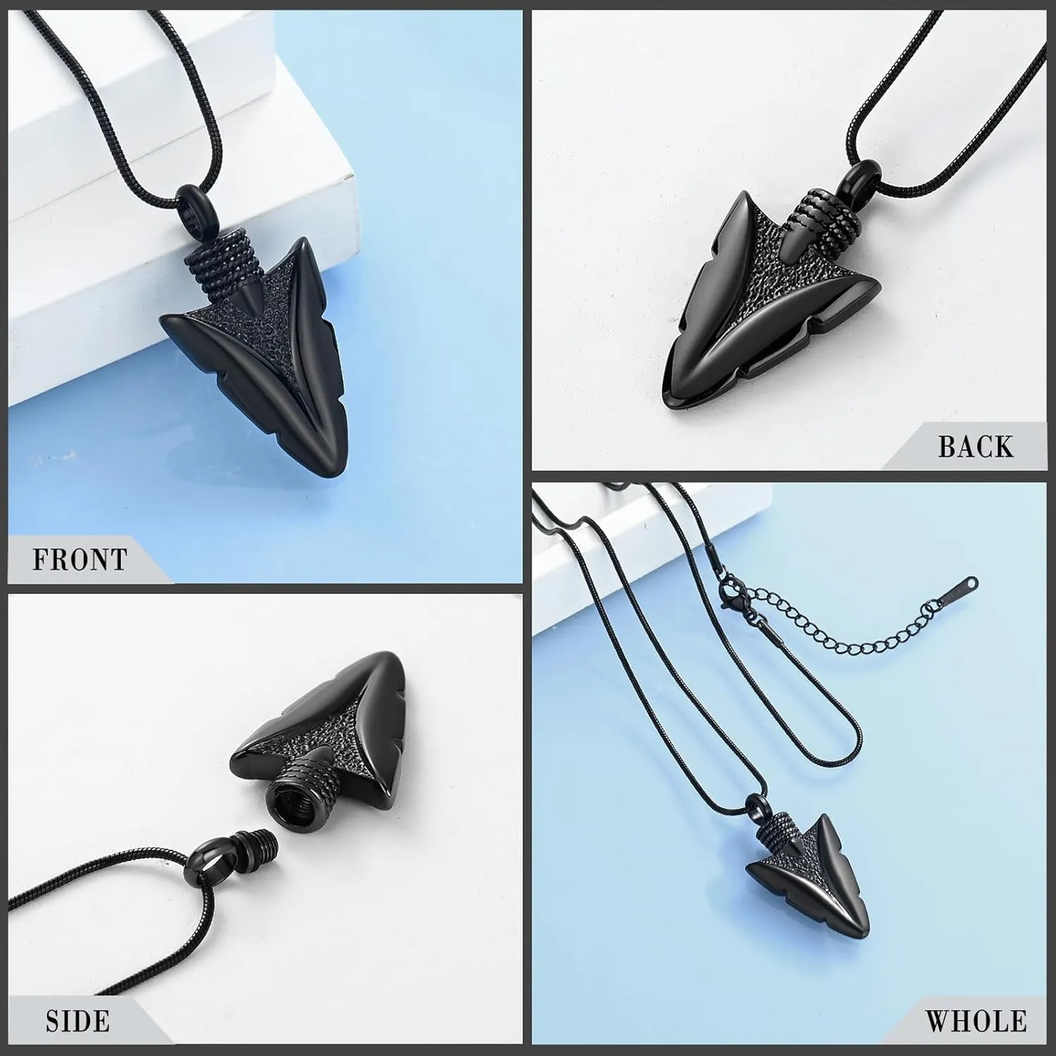 Hearbeingt Urn Necklace for Men Arrowhead Cremation Jewelry for Ashes Memorial Lockets Keepsakes Pendant for Women Men Memory Gift
