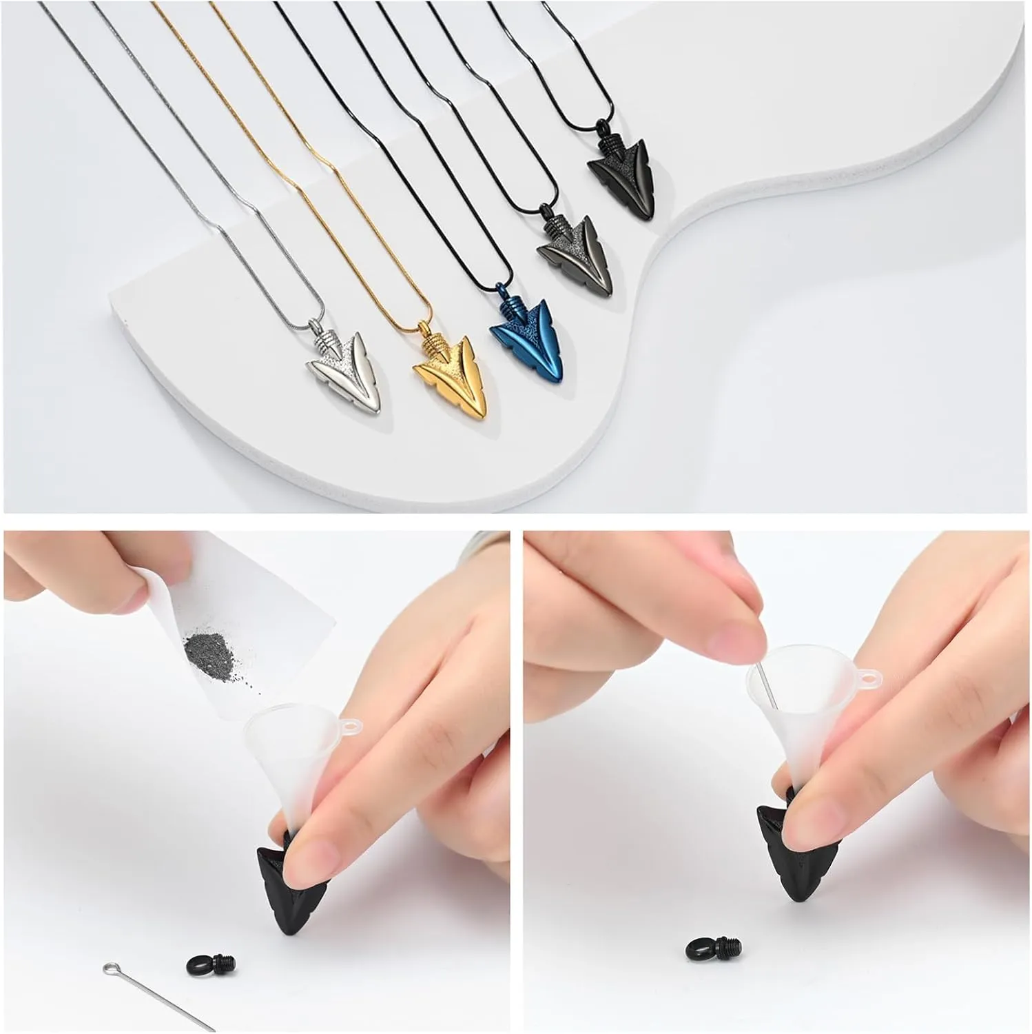 Hearbeingt Urn Necklace for Men Arrowhead Cremation Jewelry for Ashes Memorial Lockets Keepsakes Pendant for Women Men Memory Gift