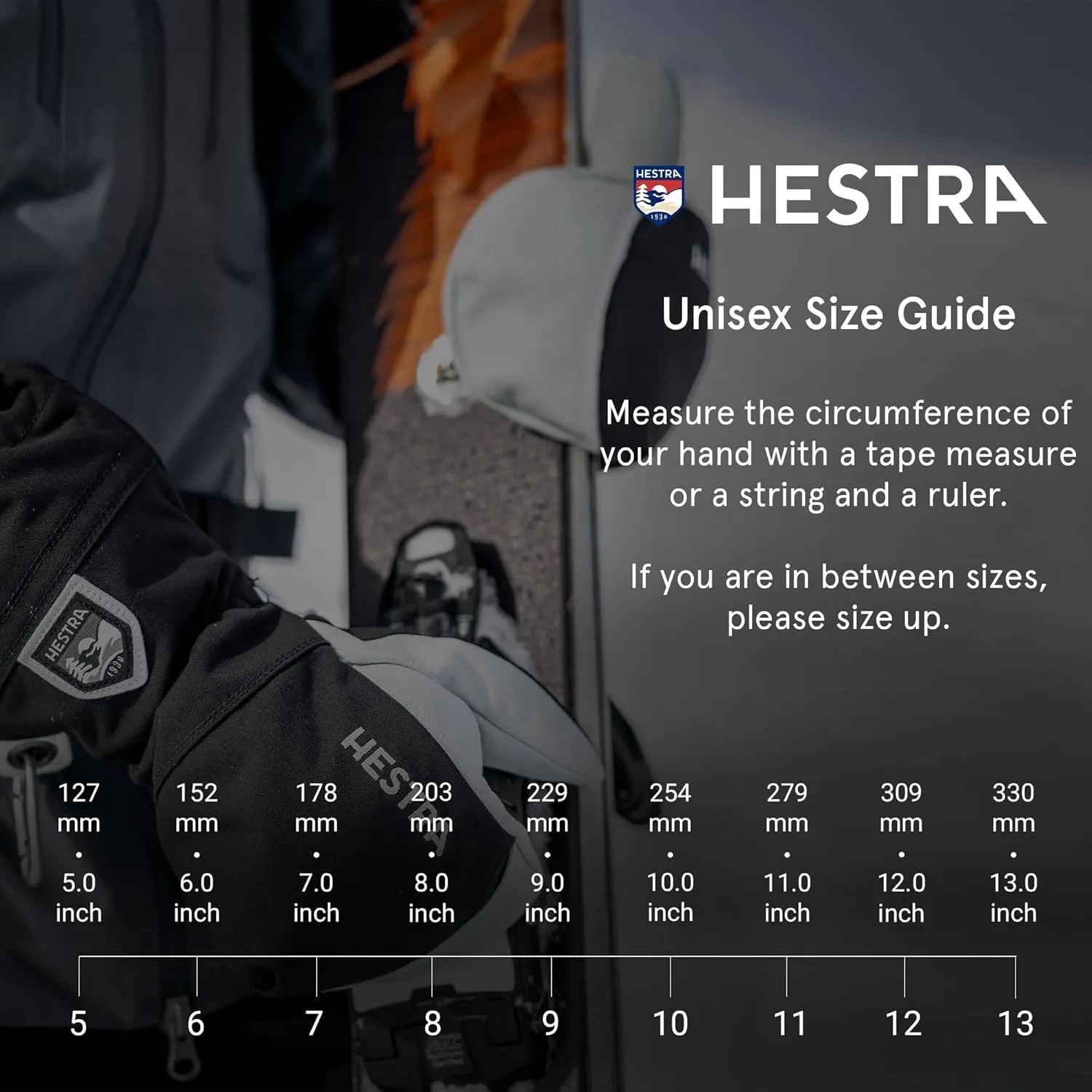 Hestra Army Leather Heli Ski Glove, 3-Finger Snow Glove for Skiing & Snowboarding for Men & Women