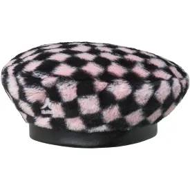 Kangol Faux Fur Checker Beret
