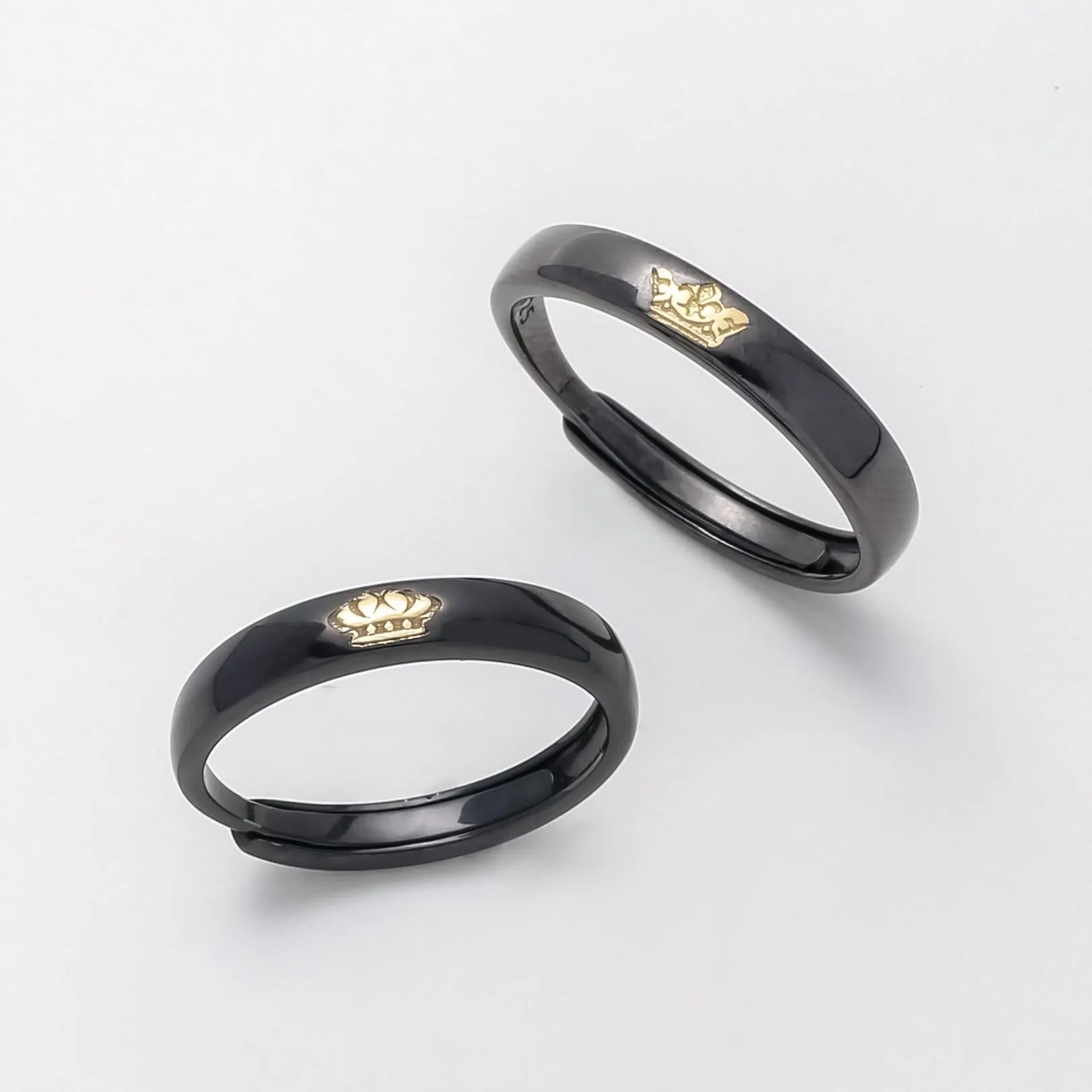 King Queen Silver Couple Rings