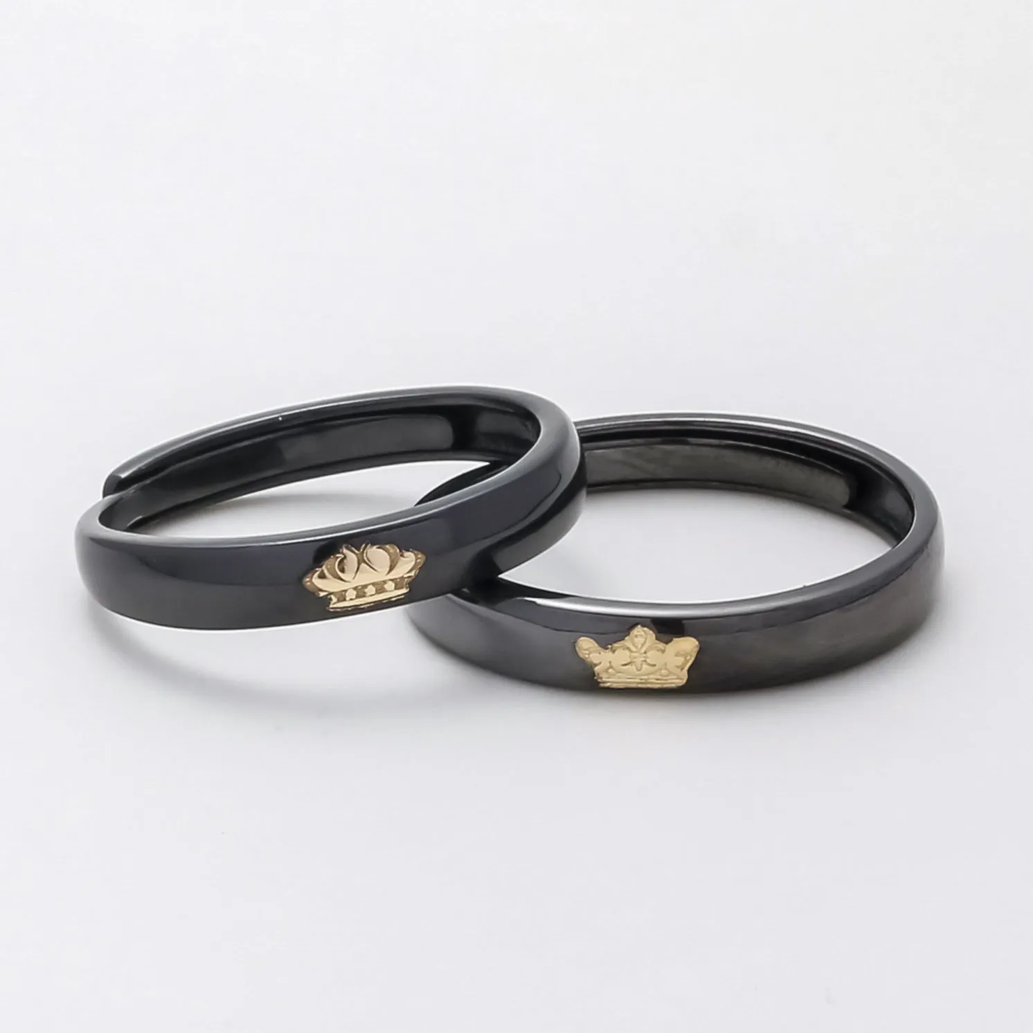 King Queen Silver Couple Rings