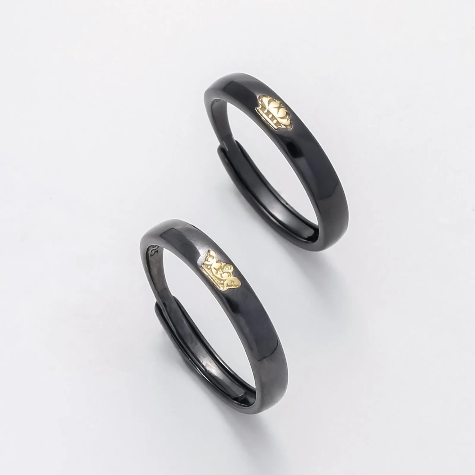 King Queen Silver Couple Rings