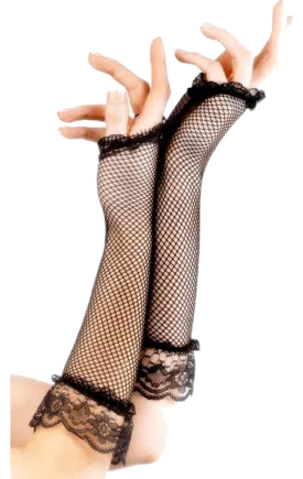 Lace Fishnet Fingerless Gloves