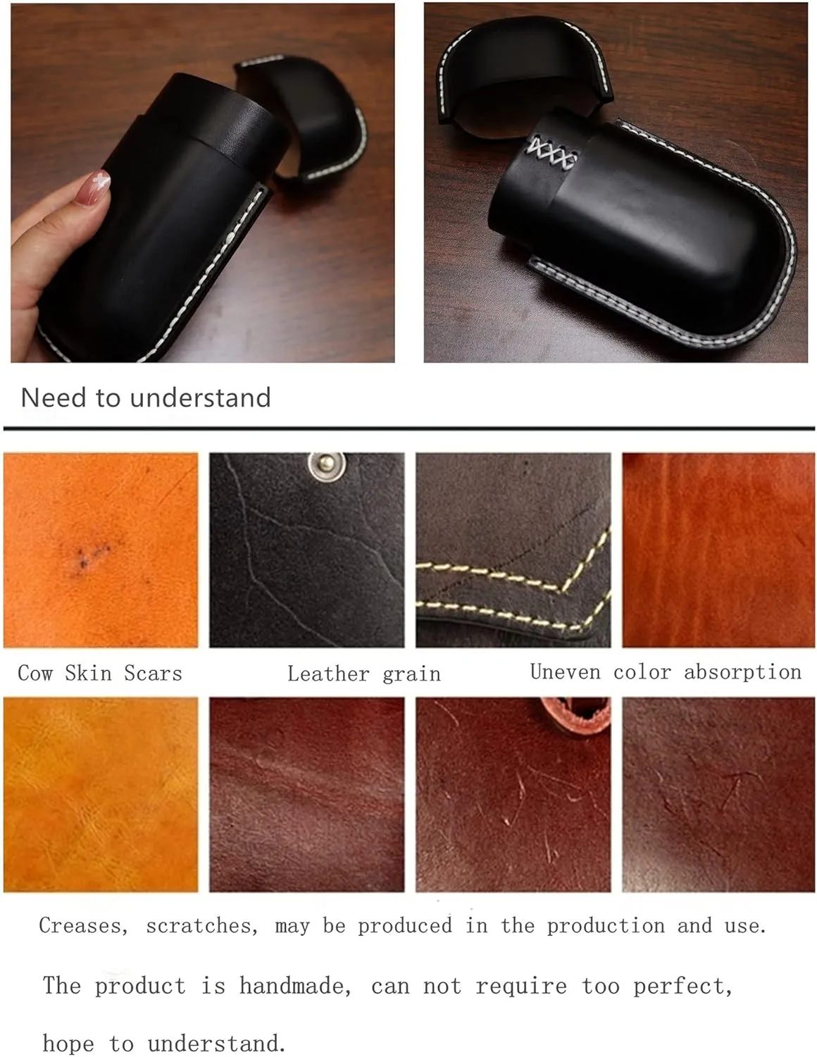 Leather Glasses Case Cowhide Vintage Men And Women Nearsighted Glasses Sunglasses Travel Anti-Crush Storage Box