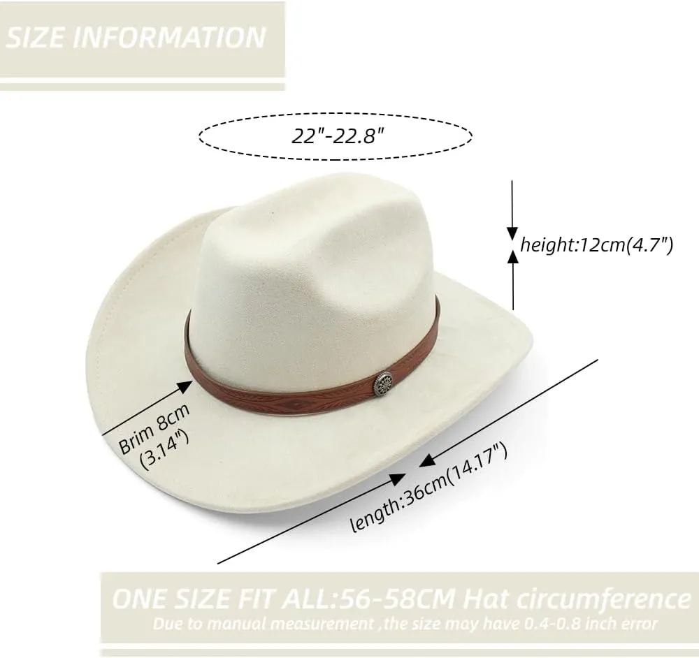 LIDHAY Cowboy Hat for Women Men Wide Brim Cowboy Cowgirl Hats Western Suede Cattleman Cowboy Hats