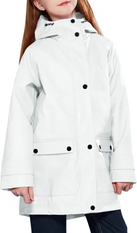maoo garden Girls Boys Rain Jacket Lightweight Waterproof Raincoat Hooded Lined Long Windbreaker