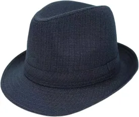 Men Jazz Hat Classic Fedora Hat Casual Spring Autumn Cap Brim Bowler Hat for Father Costume Accessories Blue 58cm