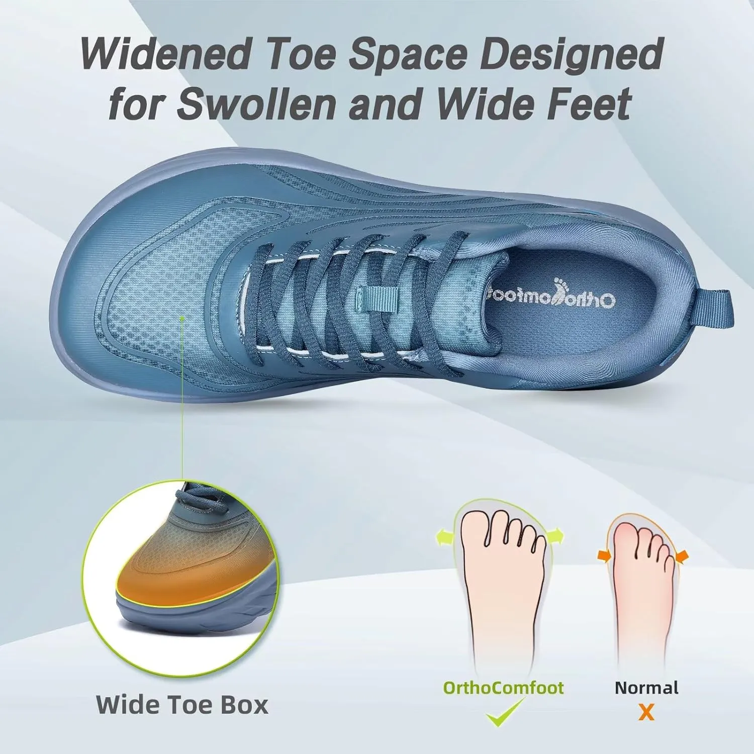 Men's Orthopedic Diabetic Wide Running Shoes: Comfortable Arch Support Plantar Fasciitis Sports Sneakers, Casual Swollen Orthotic Work Tennis Walking Shoes for Ankle and Heel Pain Relief