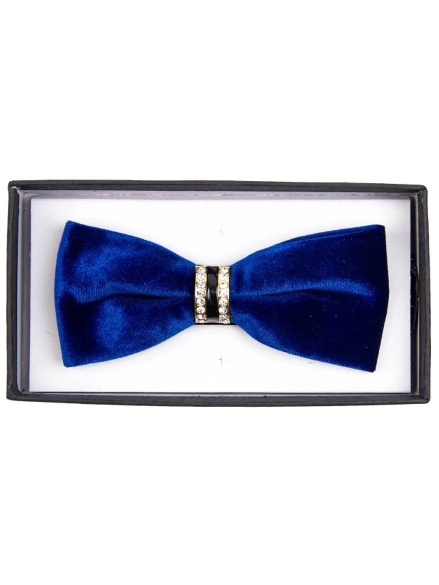 Men's Solid Color Velvet Pre-tied Adjustable Length Bow Tie with Rhinestone