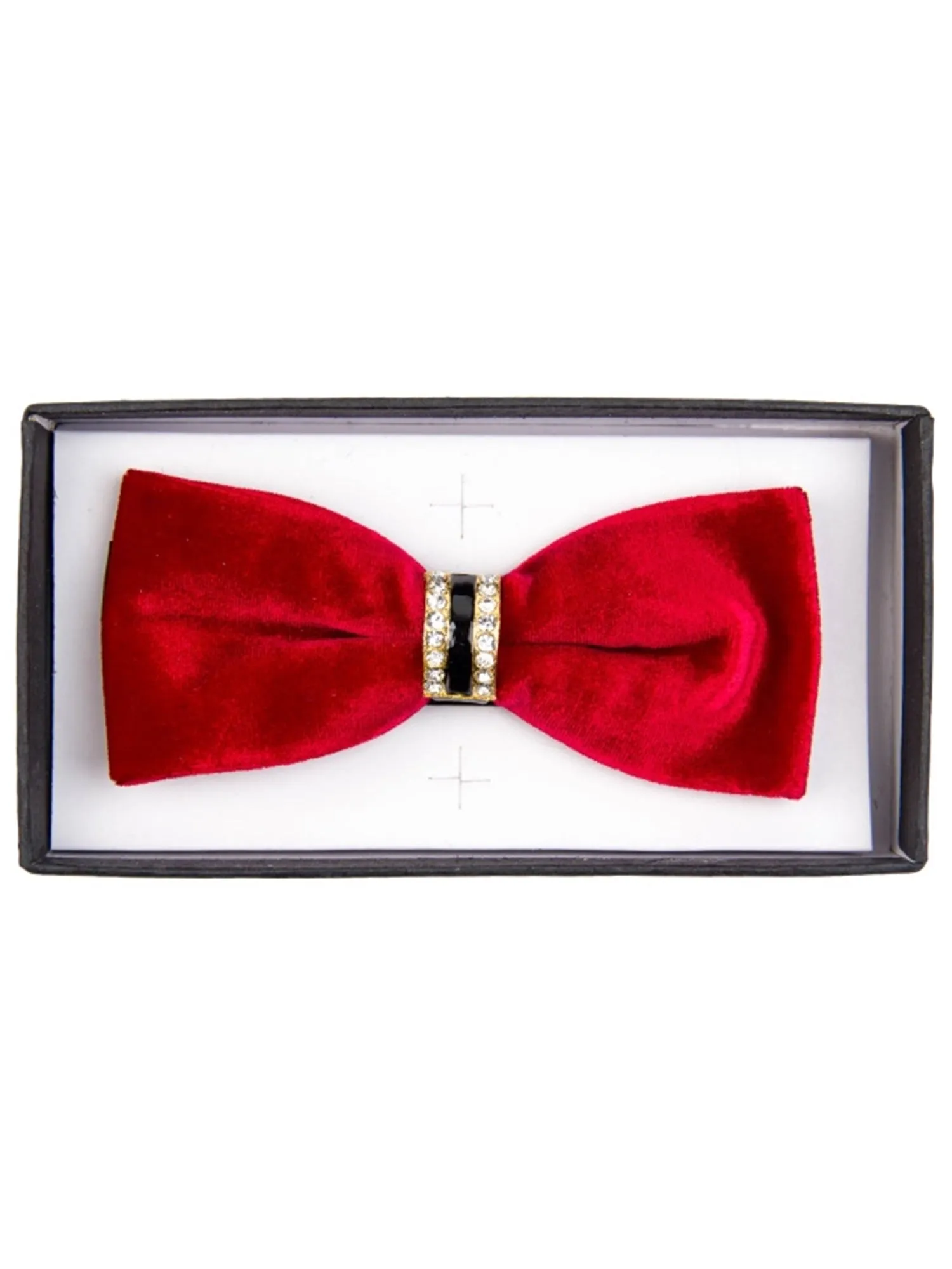 Men's Solid Color Velvet Pre-tied Adjustable Length Bow Tie with Rhinestone