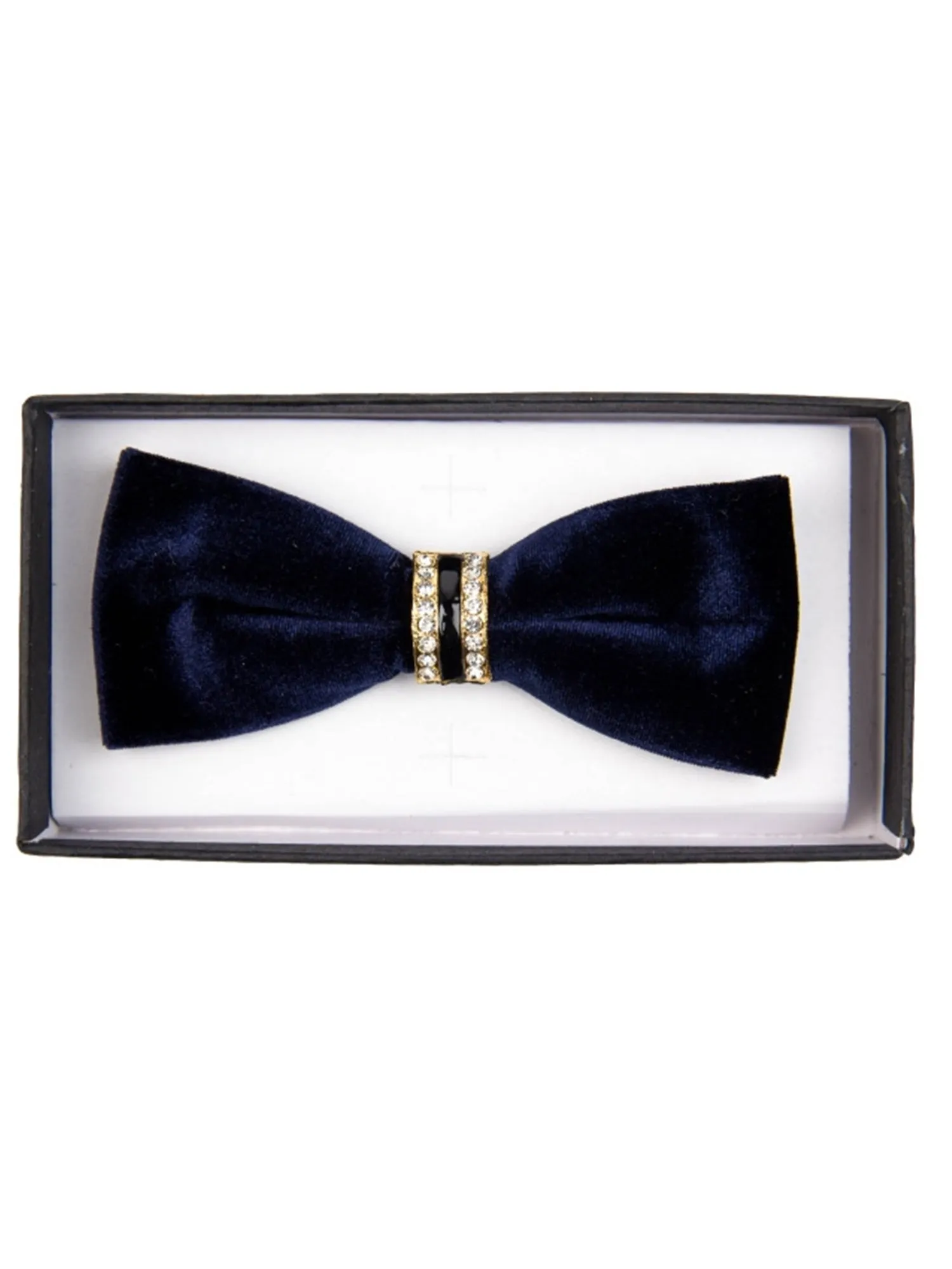 Men's Solid Color Velvet Pre-tied Adjustable Length Bow Tie with Rhinestone