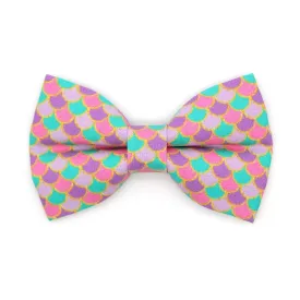 Mermaid Cat Bow Tie - "Mermaid Song" - Pink, Teal & Purple Fish Scales Bow Tie for Cat / Ocean, Lavender, Seashell / Cat   Small Dog Bowtie