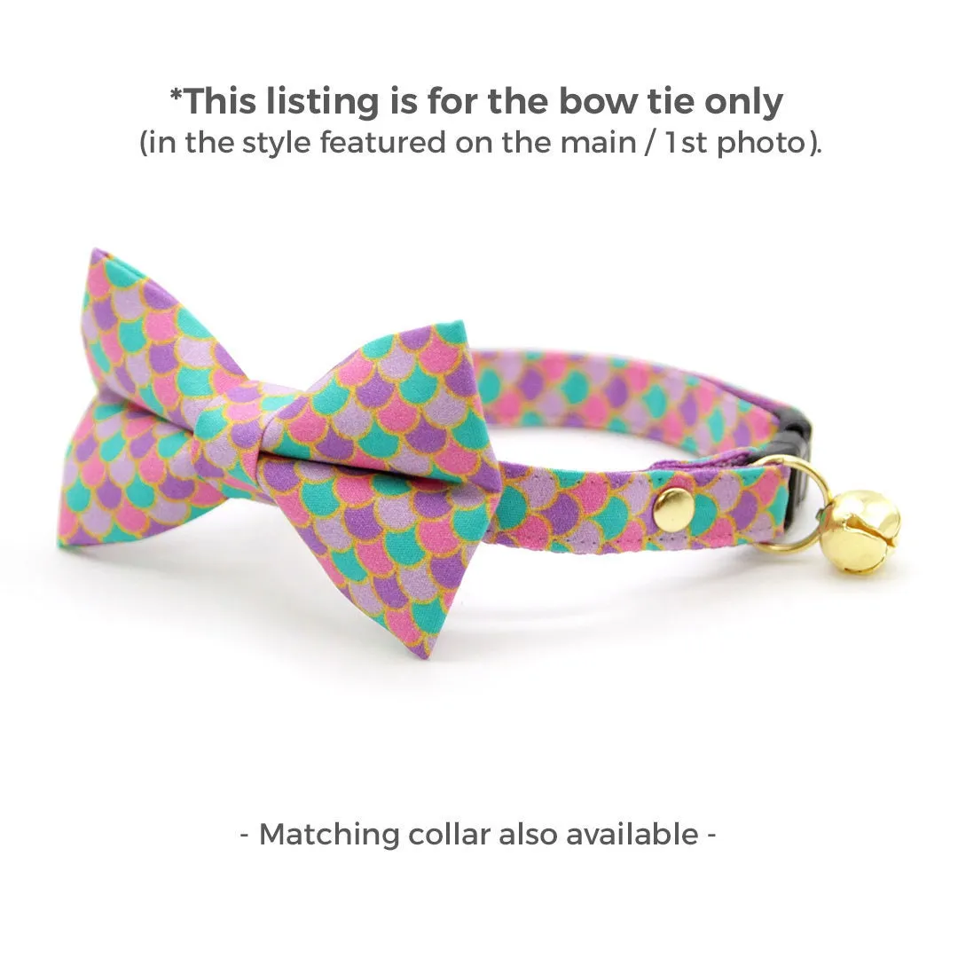 Mermaid Cat Bow Tie - "Mermaid Song" - Pink, Teal & Purple Fish Scales Bow Tie for Cat / Ocean, Lavender, Seashell / Cat   Small Dog Bowtie