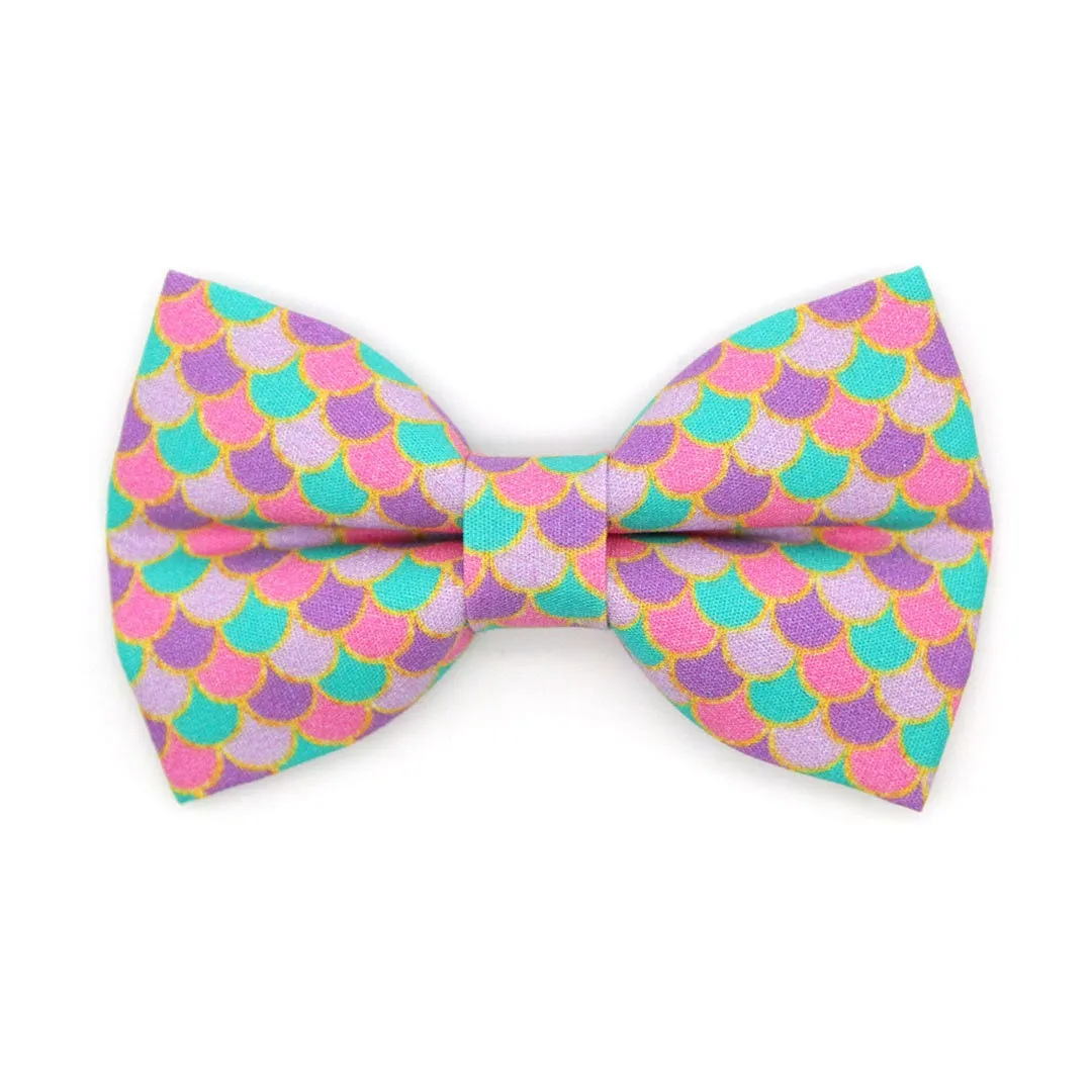 Mermaid Cat Bow Tie - "Mermaid Song" - Pink, Teal & Purple Fish Scales Bow Tie for Cat / Ocean, Lavender, Seashell / Cat   Small Dog Bowtie