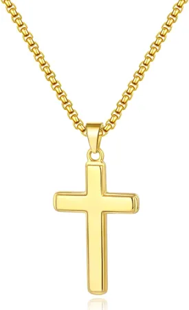 Momlovu Ultra Luxury Cross Necklace for Men, Sturdy Gold Silver Men's Pendant Necklaces Cross Chain for Men, Birthday, Christmas Jewelry Gifts 18,20,22,24 Inch