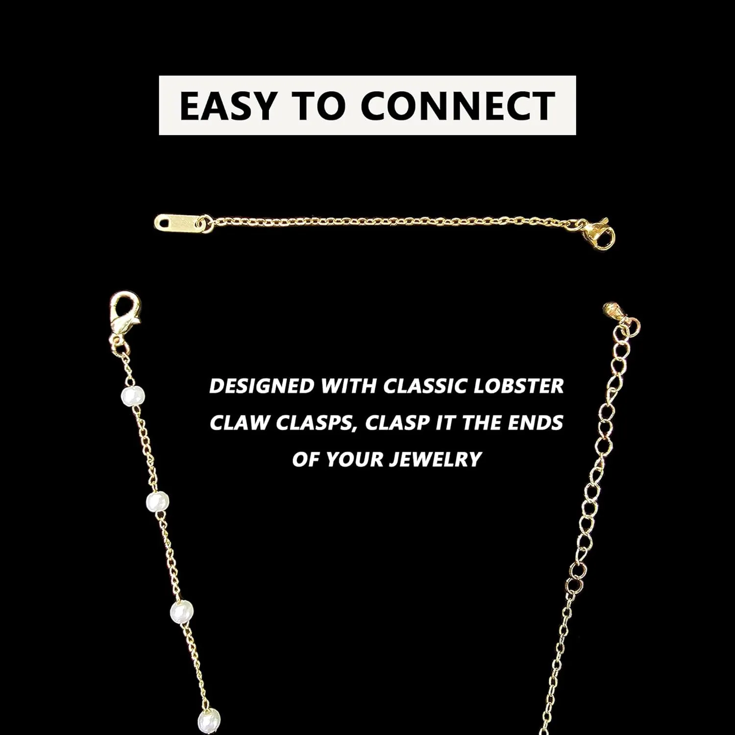 Necklace Extenders, 18k Gold Plated Chain Extenders for Necklaces, Gold Necklaces Bracelet Anklet Extender for Women Jewelry Making, 3 Piece Set, 2", 4", 6"