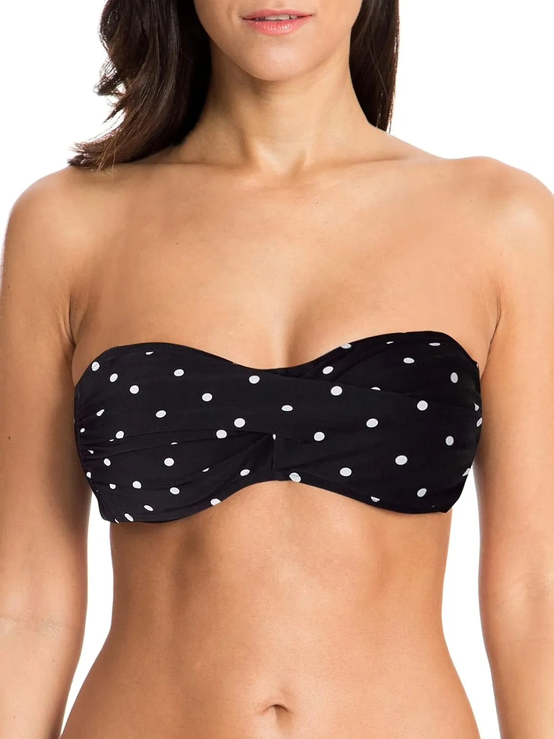 Ocean Blues Women's Strapless Swimsuits for Women Bandeau Bikini Top Tie Back Halter Bathing Suit Top