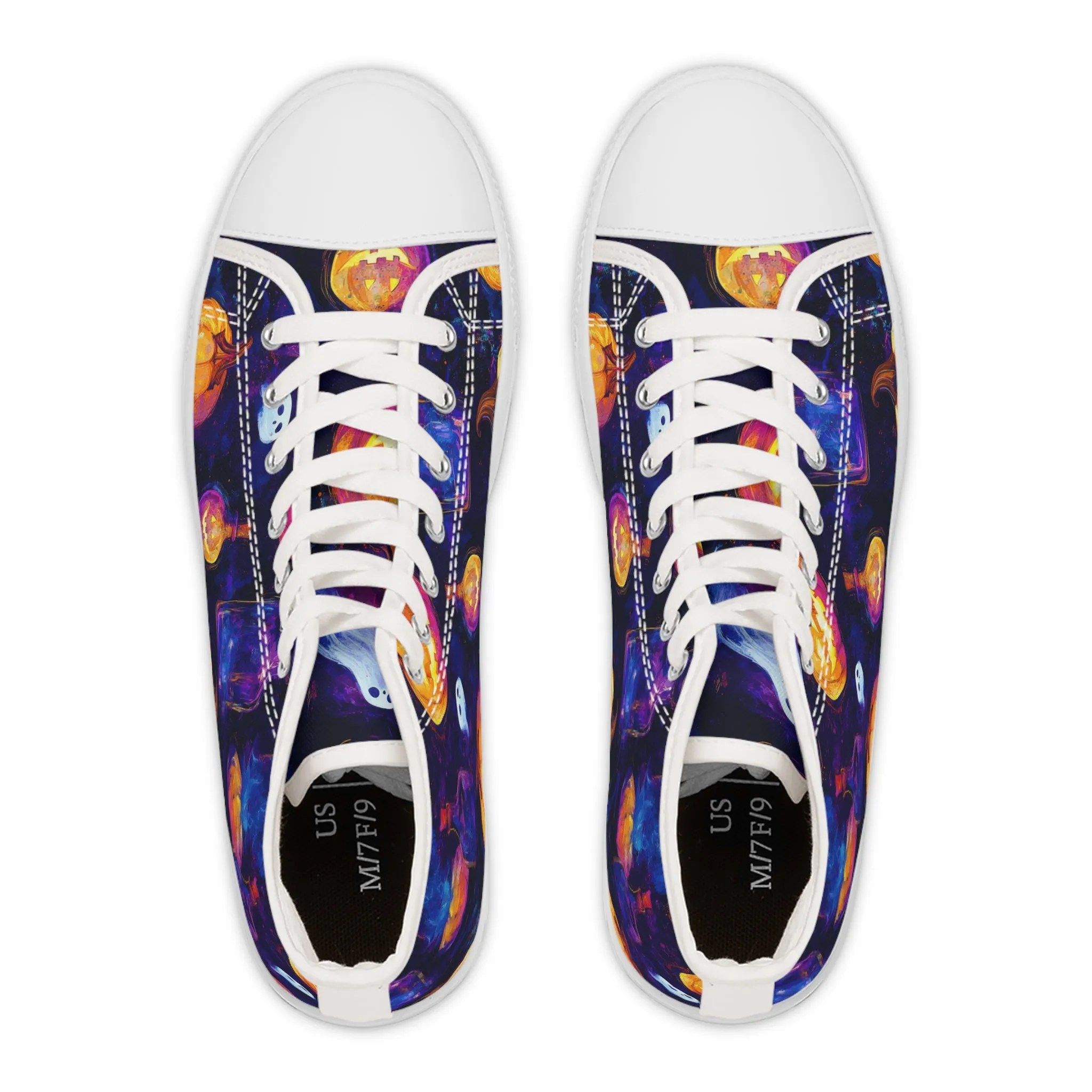Pastel Ghosts & Pumpkins - Women's High Top Sneakers