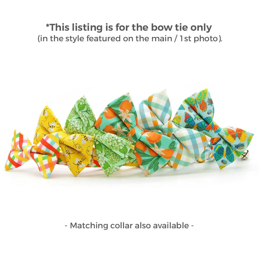Pet Bow Tie - "Clementine Blossom" - Mint Green & Orange Citrus Cat Bow Tie / Spring, Summer, Tangerine, Tropical / For Cats   Small Dogs (One Size)