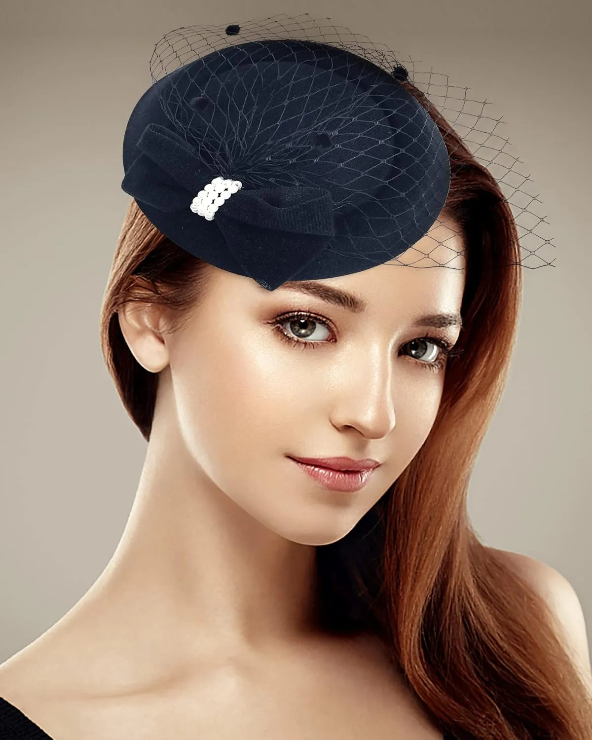 Pillbox Hat with Veil Vintage Fascinators for Women Tea Party Bridal Wedding Halloween First Communion Hats
