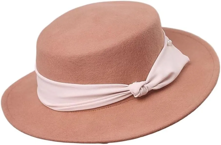 PTEXTU Hat Female Autumn and Winter Flat Cap Retro Wool Tweed Bowler Hat Female Jazz Hat Felt Hat