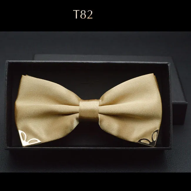 Red bow tie for men wedding black butterfly ties mens business and party gold yellow navy blue man bowtie metal angle decoration