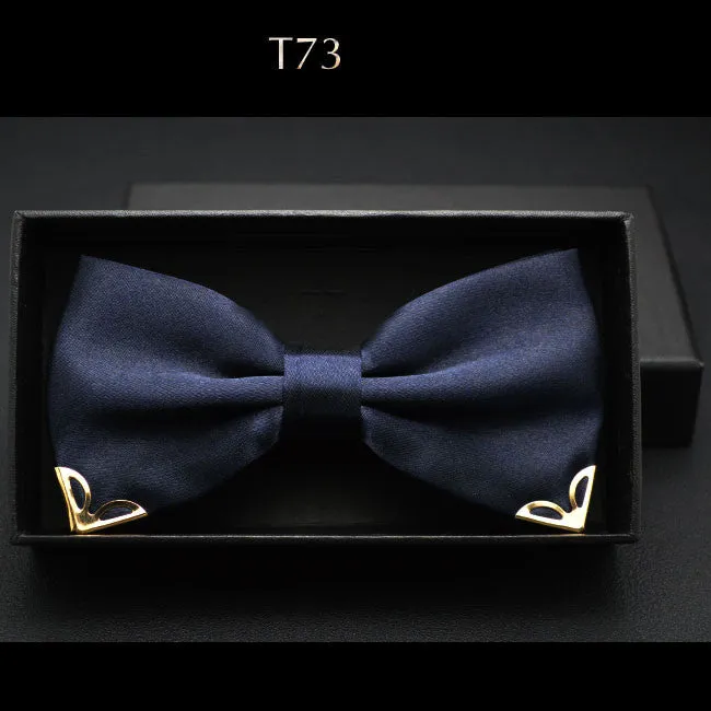 Red bow tie for men wedding black butterfly ties mens business and party gold yellow navy blue man bowtie metal angle decoration