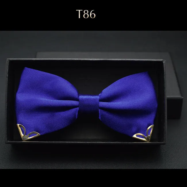 Red bow tie for men wedding black butterfly ties mens business and party gold yellow navy blue man bowtie metal angle decoration