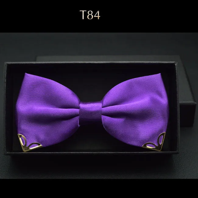 Red bow tie for men wedding black butterfly ties mens business and party gold yellow navy blue man bowtie metal angle decoration