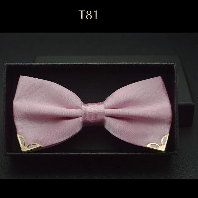 Red bow tie for men wedding black butterfly ties mens business and party gold yellow navy blue man bowtie metal angle decoration
