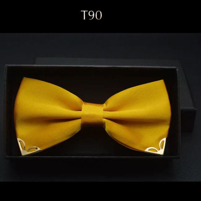 Red bow tie for men wedding black butterfly ties mens business and party gold yellow navy blue man bowtie metal angle decoration