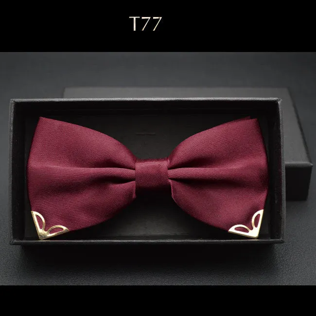 Red bow tie for men wedding black butterfly ties mens business and party gold yellow navy blue man bowtie metal angle decoration