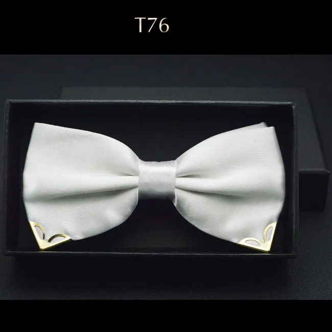 Red bow tie for men wedding black butterfly ties mens business and party gold yellow navy blue man bowtie metal angle decoration