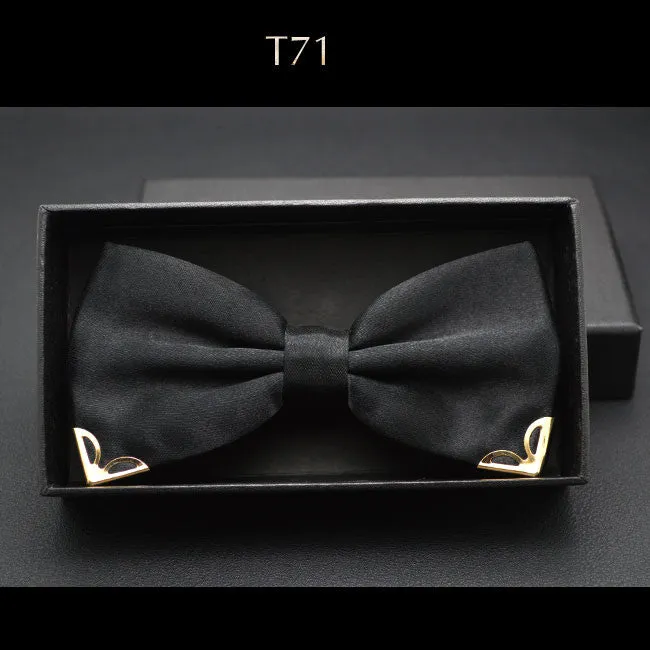 Red bow tie for men wedding black butterfly ties mens business and party gold yellow navy blue man bowtie metal angle decoration
