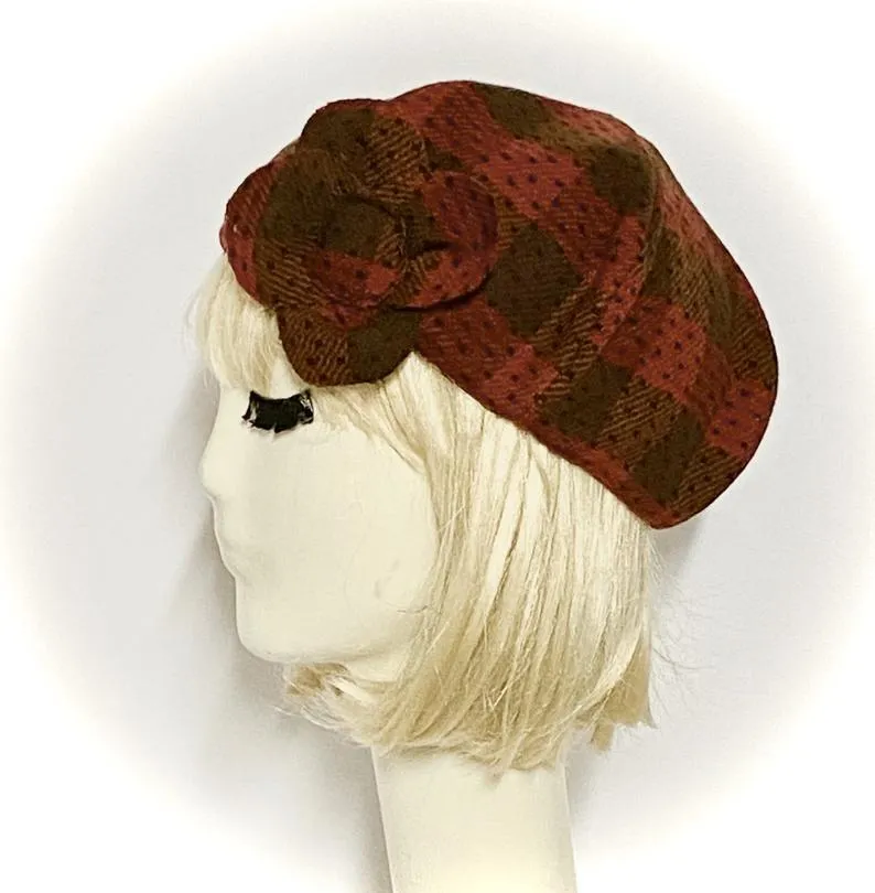 Red Wool Beret Flower