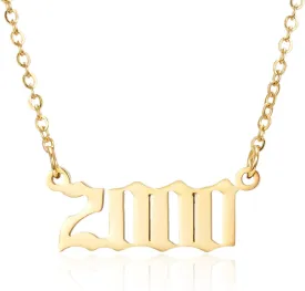 RINHOO Birth Year Number Pendant Necklace Stainless Steel Gold Number Birthday Necklace Chain Jewelry for Women