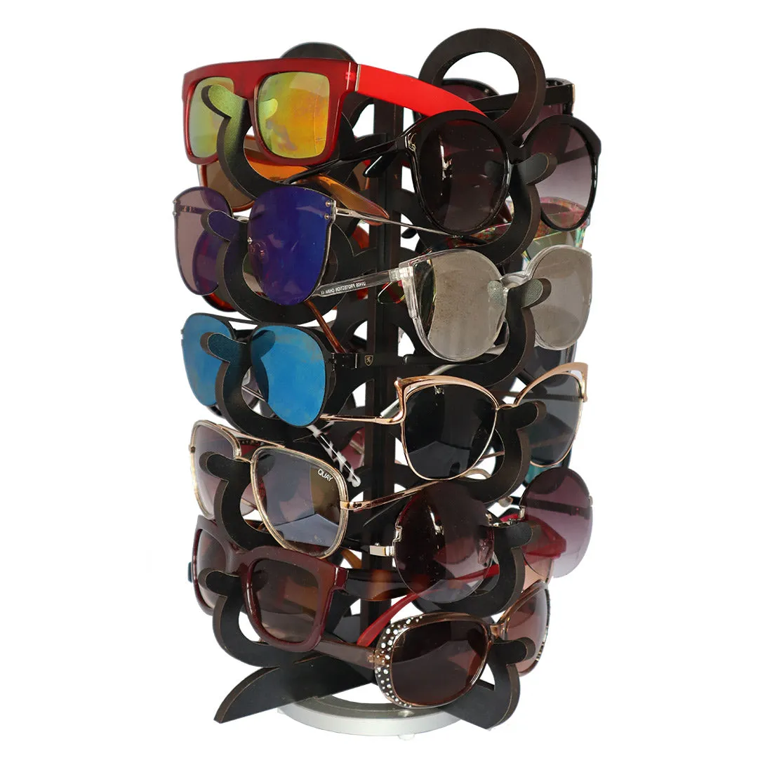 Rotating Wood Sunglasses Rack  - 20-Pair - Oversized Glasses