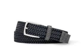 Slate Leather Stretch Belt with Croc Tabs and Antiqued Nickel Buckle